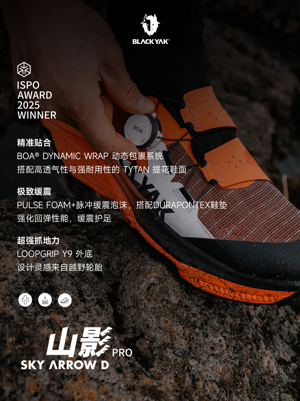 ISPO AWARD 2025 · 山影 PRO 三大特性
